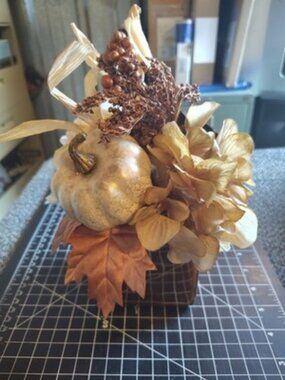 october november fall basket with artificial flowers In Beautiful Planter Box